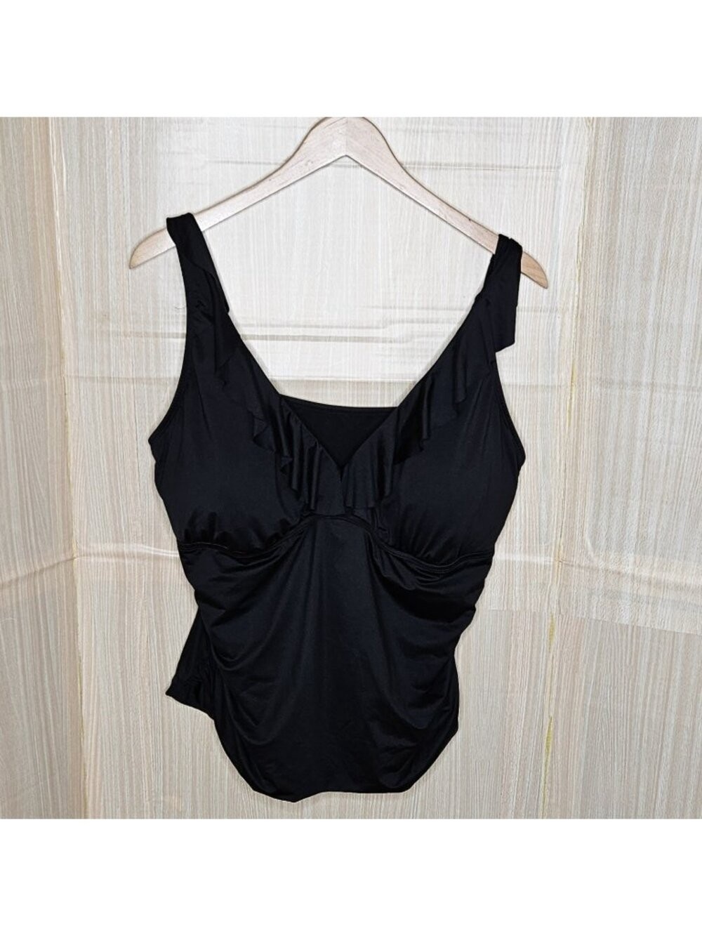 Calvin Klein Black Ruffle V-Neck Tank Top